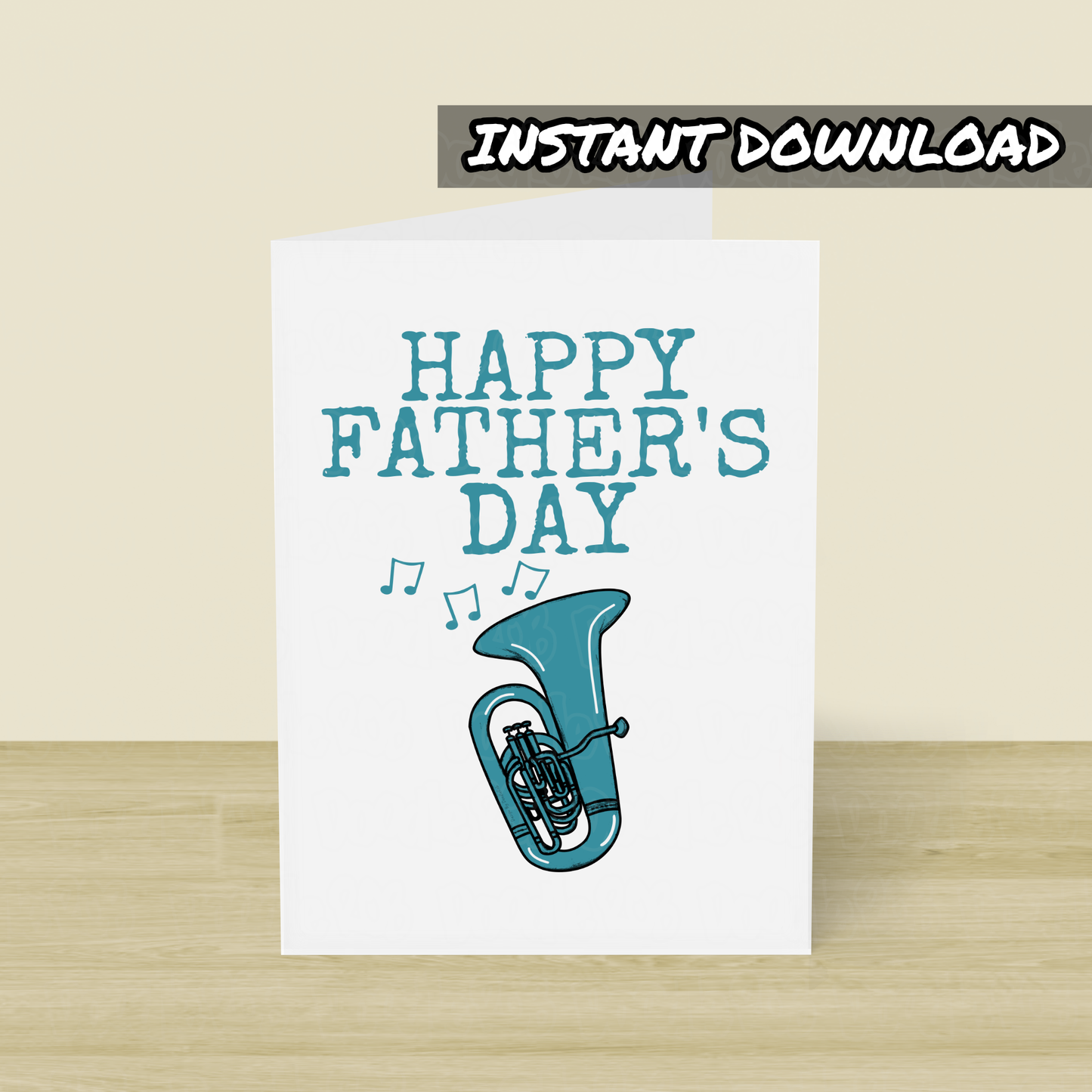 Tuba Father's Day Card - Brass Musician Printable Card - Digital Download To Print Yourself
