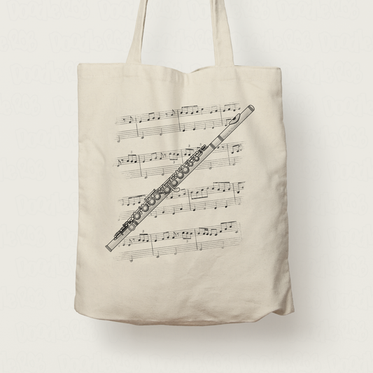 Flute Tote Bag - Gift For Flutist - Woodwind Musician Gift (USA)