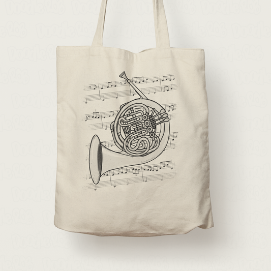 French Horn Tote Bag - Horn Player Bag - Brass Musician Gift (USA)