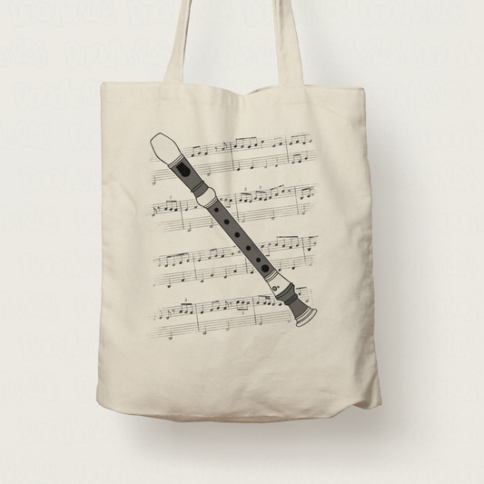 Recorder Tote Bag - Woodwind Musician Tote Bag - School Music Teacher Gift