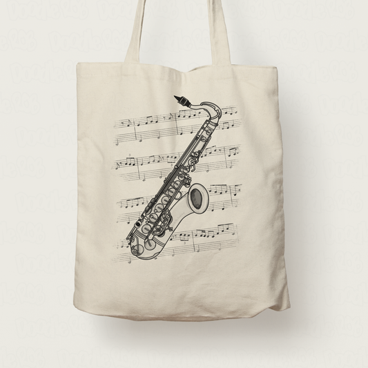 Saxophone Tote Bag - Gift For Saxophonist - Sax Player Tote Bag - Woodwind Musician Gift (USA)