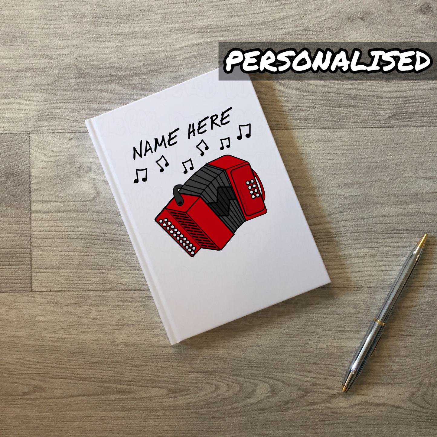 Accordion Personalised Journal - Gift For Accordionist - Folk Musician Custom Notebook