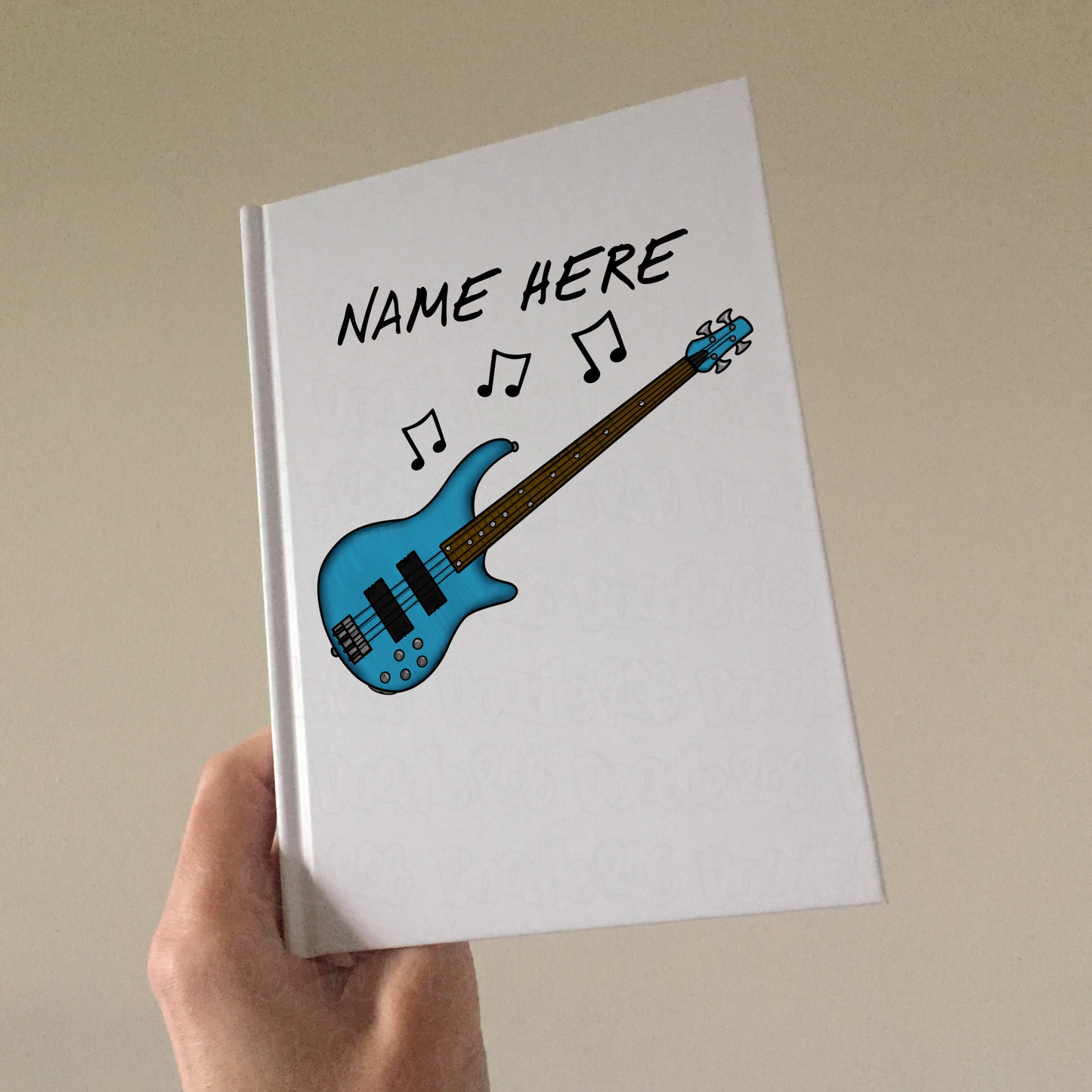 Bass Guitar Personalised Journal (Blue) - Custom Bassist Notebook - Bass Guitarist Gift