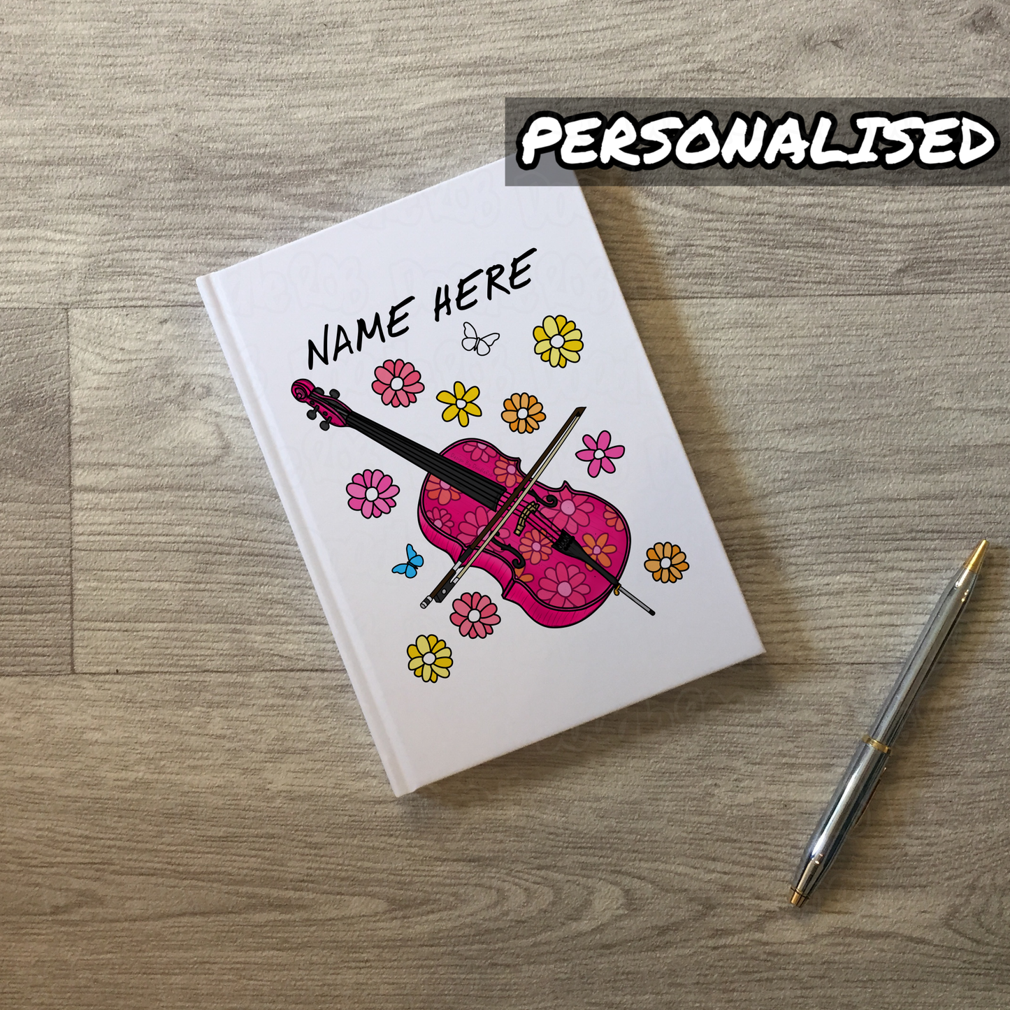 Cello Personalised Journal (Floral) - Gift For Cellist - Cello Gift For Her - Female String Musician