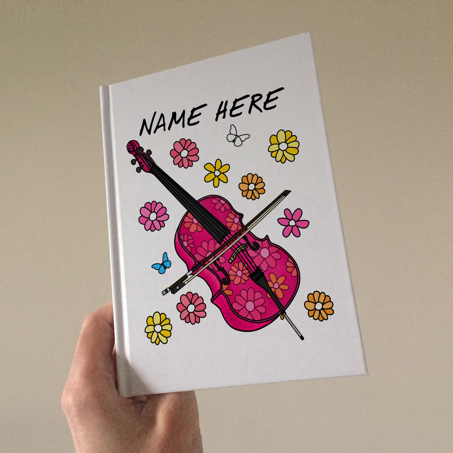 Cello Personalised Journal (Floral) - Gift For Cellist - Cello Gift For Her - Female String Musician