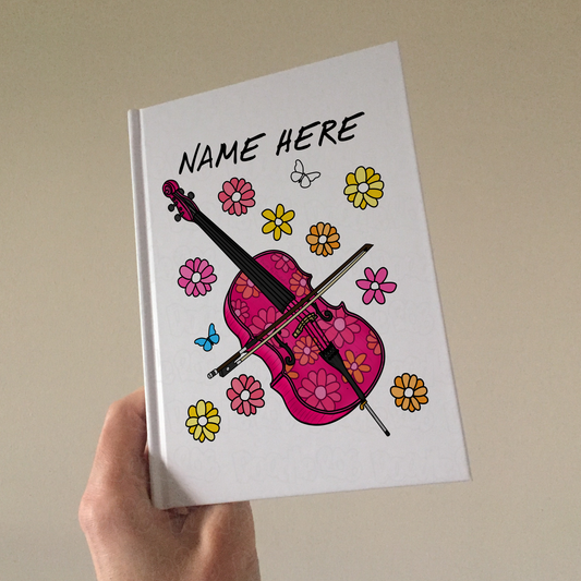 Cello Personalised Journal (Floral) - Gift For Cellist - Cello Gift For Her - Female String Musician