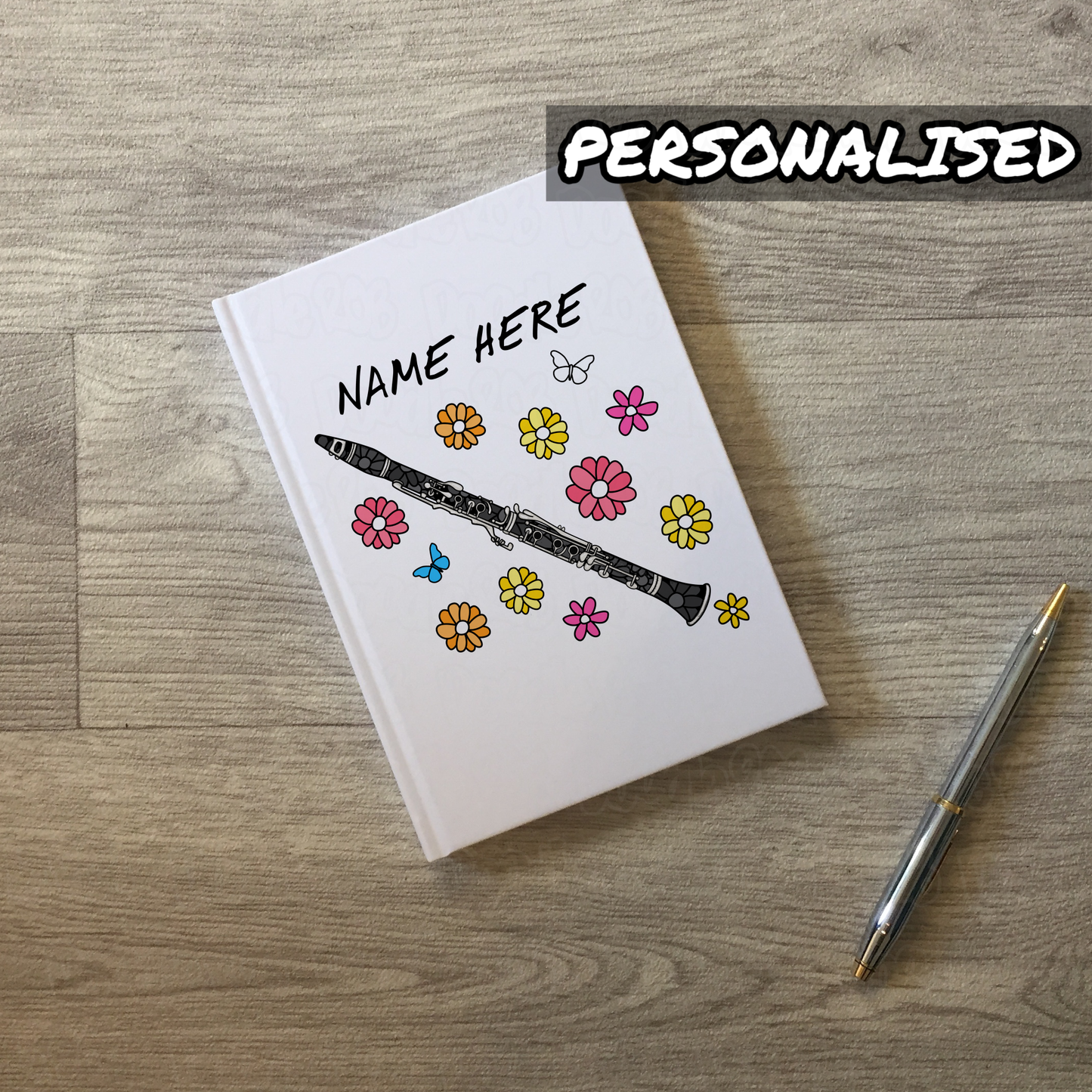 Clarinet Personalised Journal (Floral) - Custom Gift For Clarinetist - Female Musician Gift