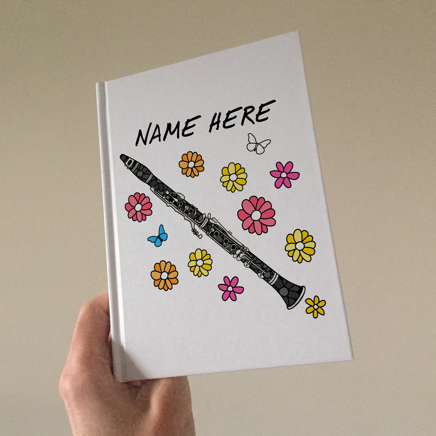 Clarinet Personalised Journal (Floral) - Custom Gift For Clarinetist - Female Musician Gift