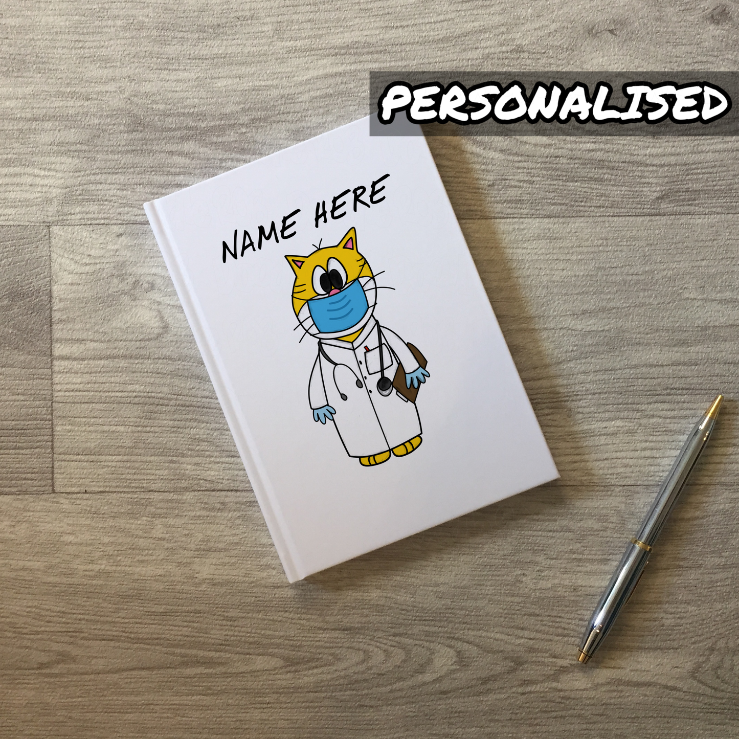 Cat Doctor Personalised Journal - Custom Gift For Doctor - Cat Gift For Vet