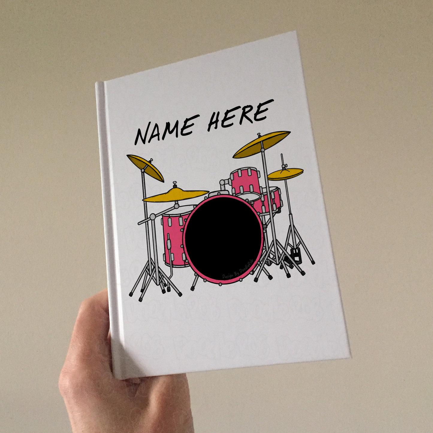 Drummer Personalised Journal (Pink) - Custom Gift For Drummer - Drumming Gift For Girl