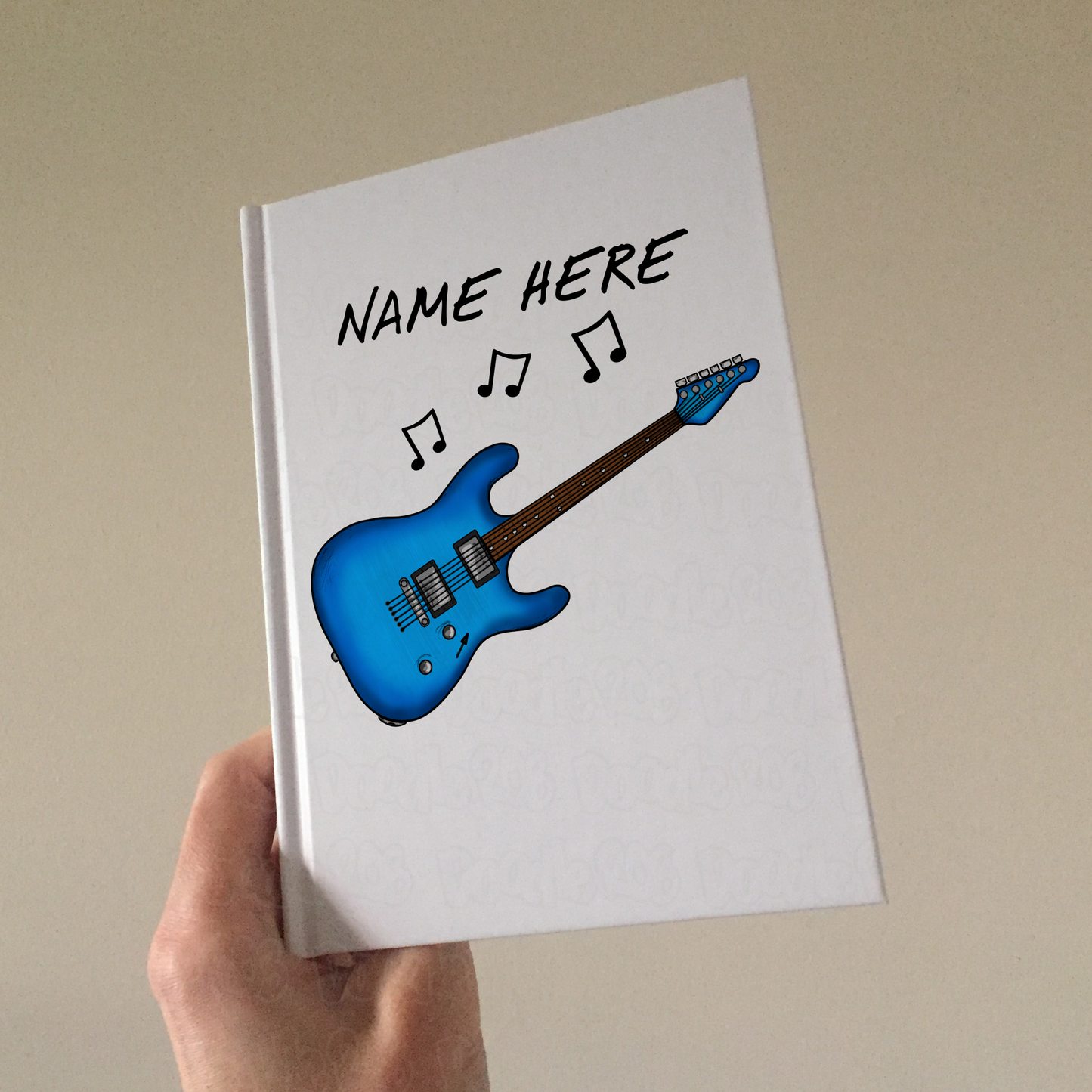 Electric Guitar Personalised Journal (Blue) - Guitar Notebook - Custom Gift For Guitar Teacher