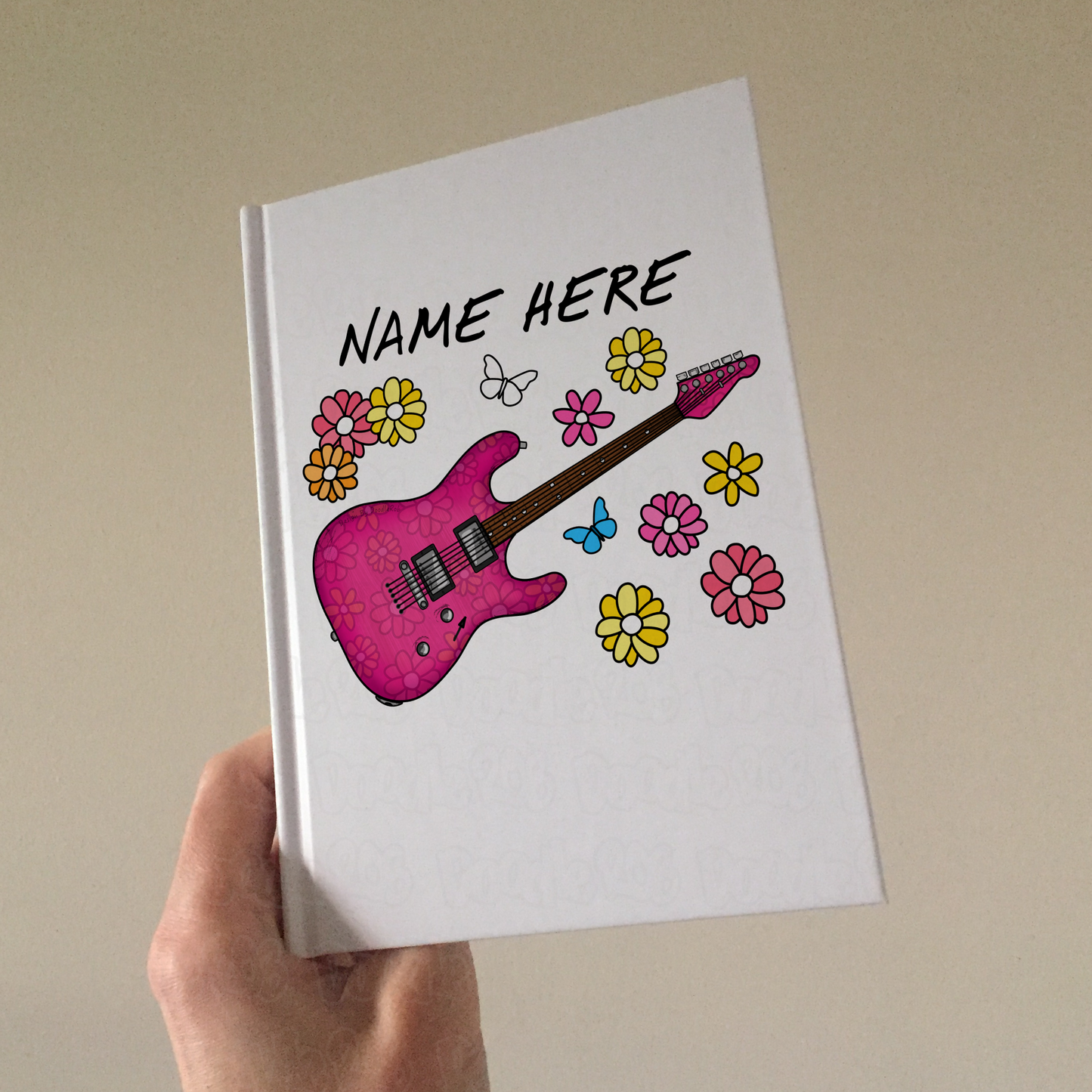 Floral Guitar Personalised Journal - Electric Guitar Notebook - Custom Guitar Gift For Her