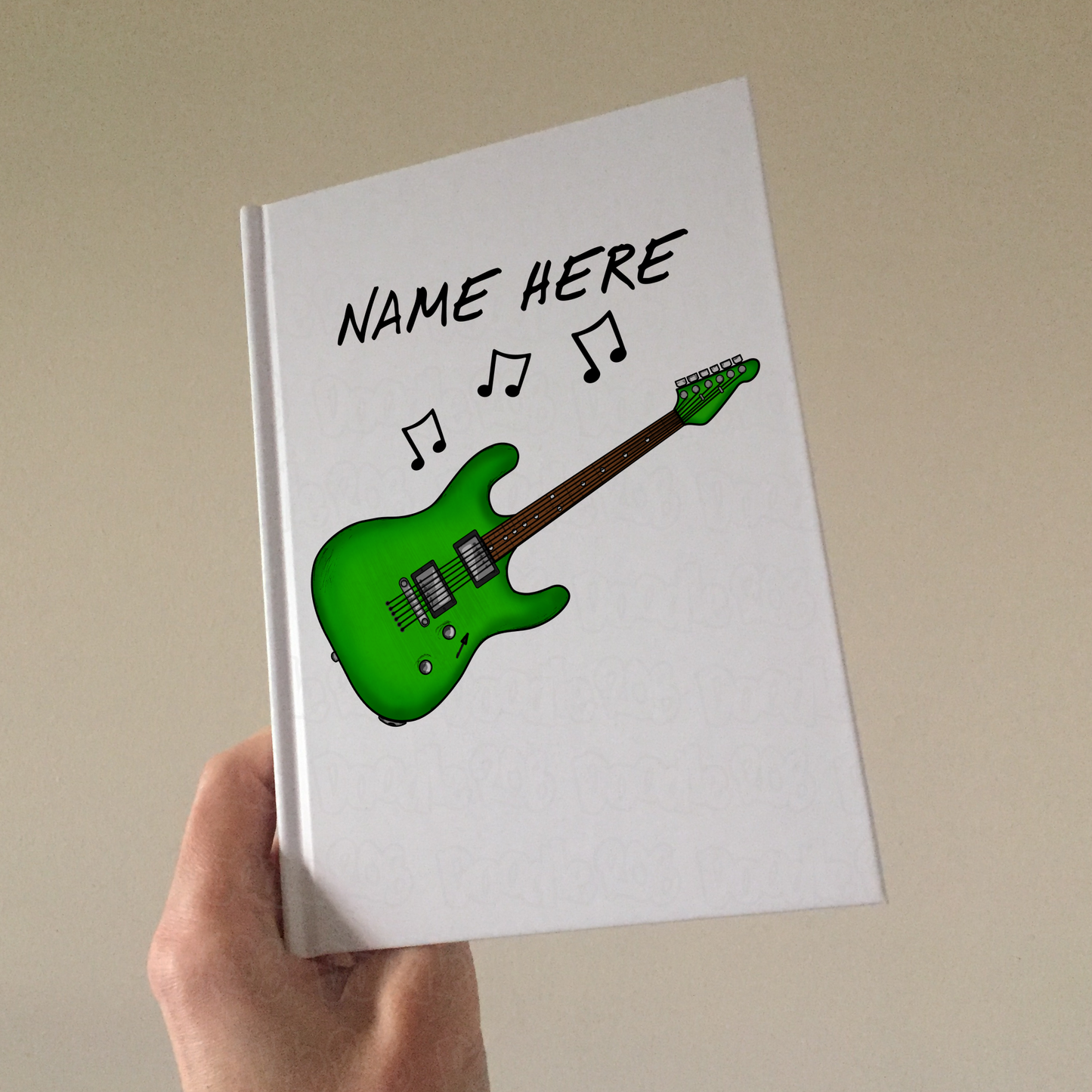 Electric Guitar Personalised Journal (Green) - Custom Guitar Notebook - Guitar Teacher Gift