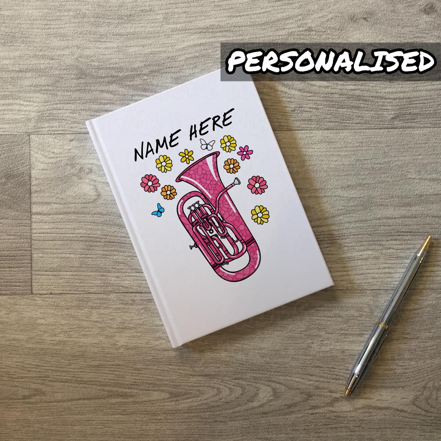 Euphonium Personalised Journal (Floral) - Euphoniumist Notebook - Brass Musician Gift For Her