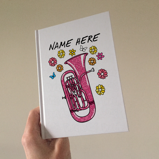 Euphonium Personalised Journal (Floral) - Euphoniumist Notebook - Brass Musician Gift For Her