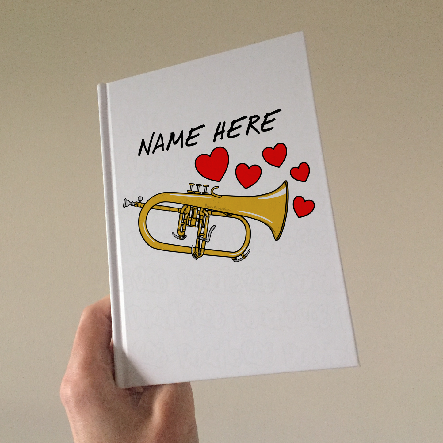 Flugelhorn Personalised Journal (Hearts) - Horn Player Notebook - Brass Musician Valentines Gift