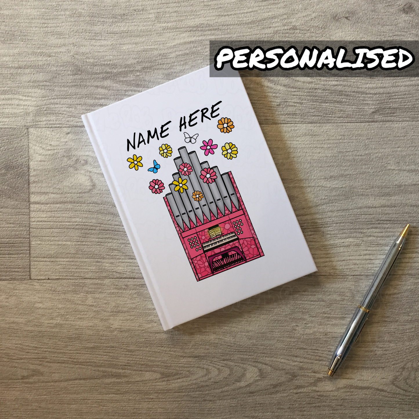 Organist Personalised Journal (Floral) - Church Organ Custom Notebook - Organ Gift For Her