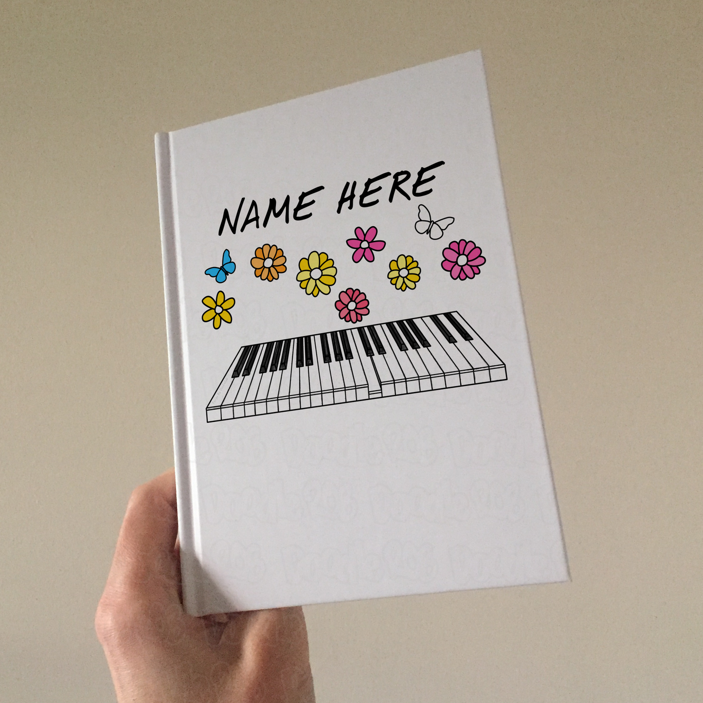 Piano Personalised Journal (Floral) - Pianist Custom Notebook - Piano Teacher Gift