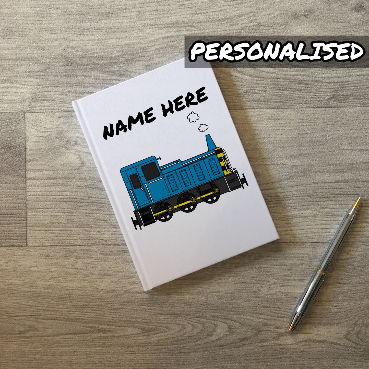 Train Personalised Journal (Blue) - Diesel Shunter - Railway Enthusiast Custom Notebook