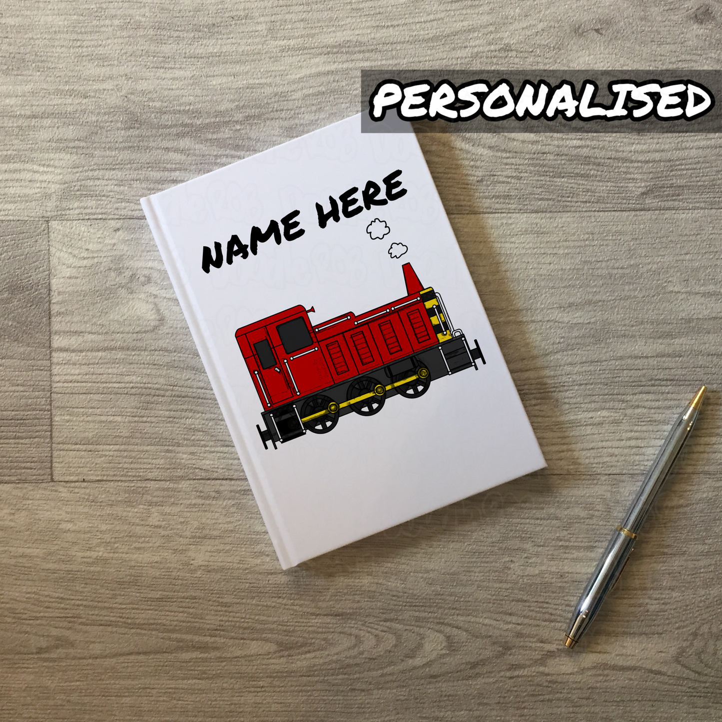 Diesel Train Custom Journal (Red) - Diesel Shunter - Rail Enthusiast Personalised Gift