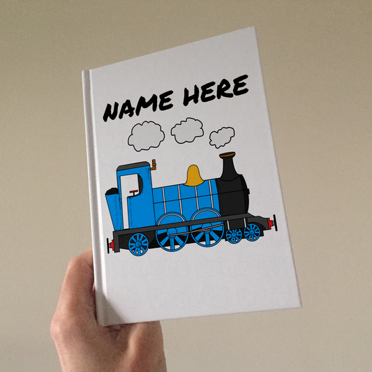 Train Personalised Journal (Blue) - Steam Train Notebook - Custom Railway Gift
