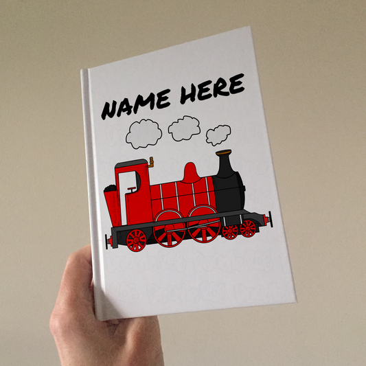 Steam Train Personalised Journal (Red) - Custom Train Notebook - Railway Enthusiast Gift