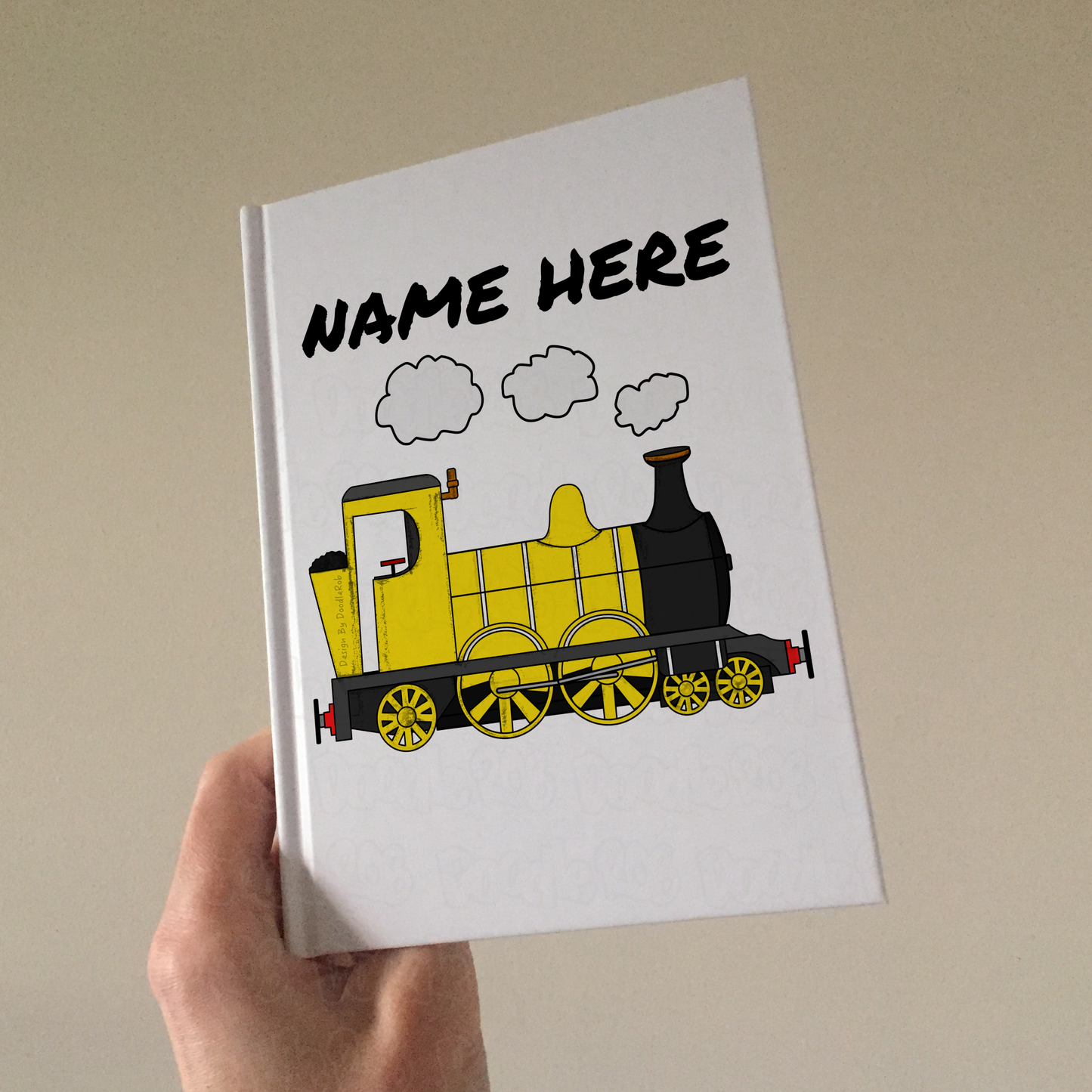 Train Personalised Journal (Yellow) - Custom Steam Train Notebook - Gift For Rail Enthusiast