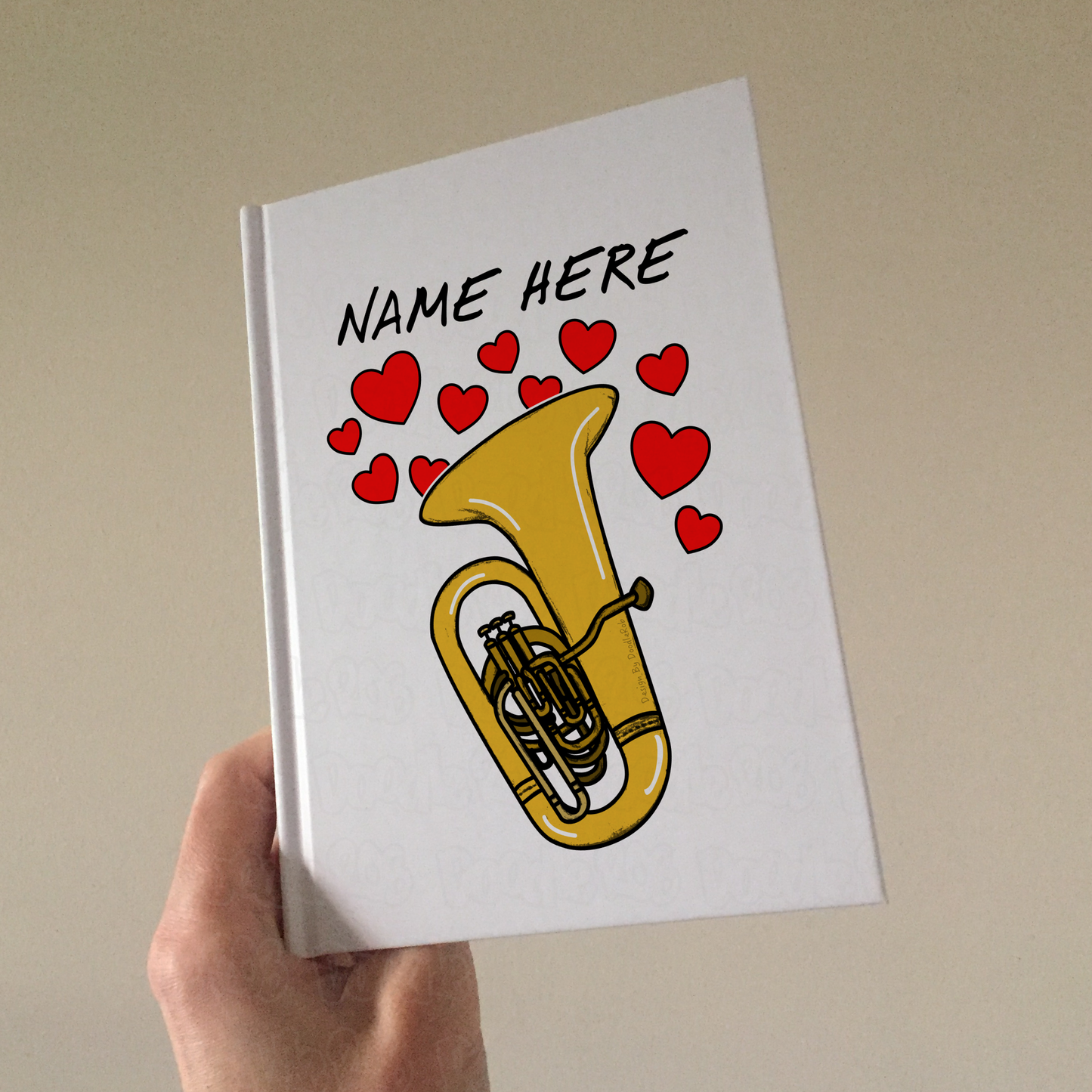 Tuba Personalised Journal (Hearts) - Tubaist Custom Notebook - Brass Musician Anniversary Gift