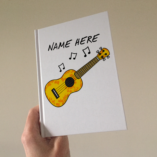 Ukulele Personalised Journal (Yellow) - Ukulelist Notebook - Custom Gift For Uke Player