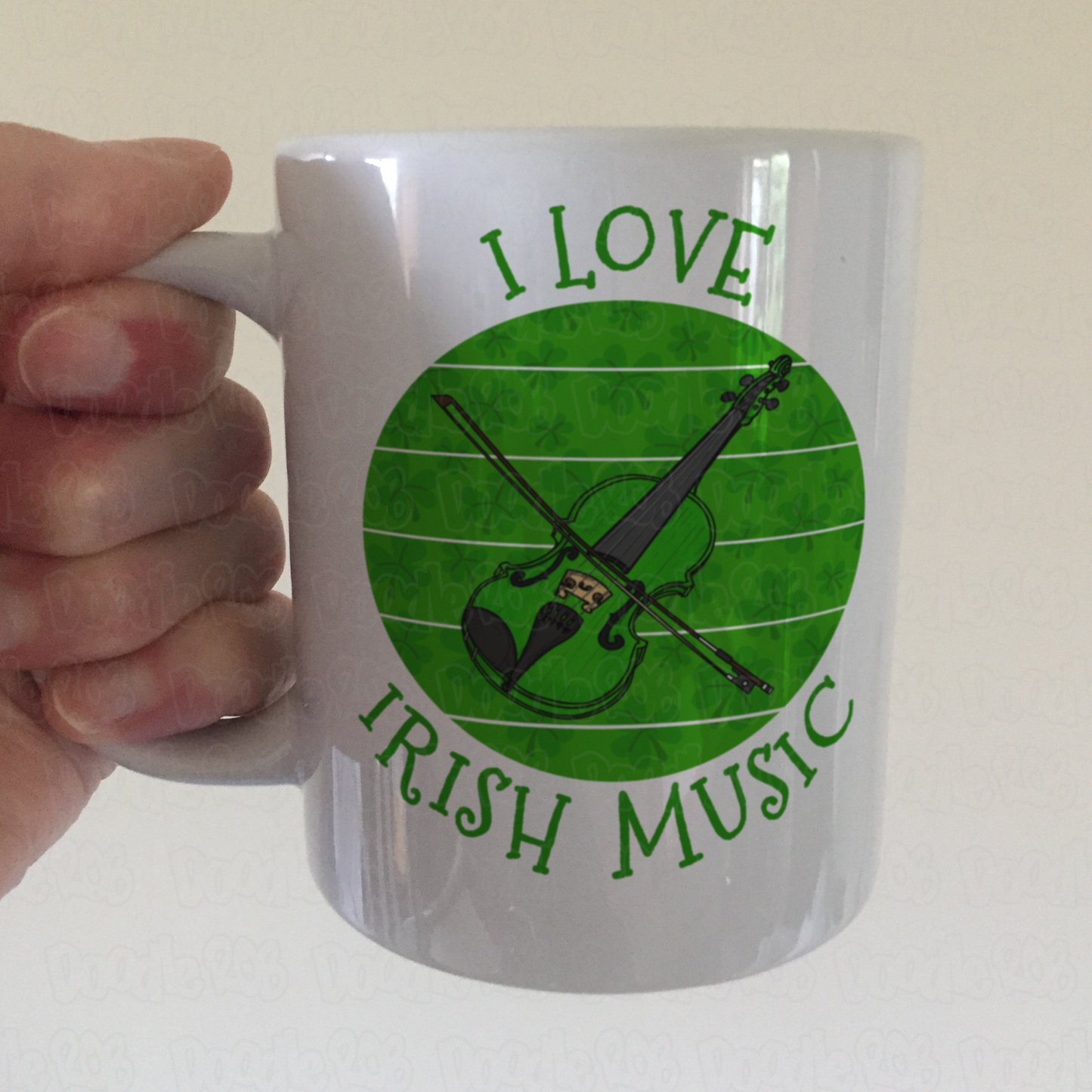 Irish Fiddle Mug (Green) - I Love Irish Music - Violinist Mug - St Patrick's Day Gift