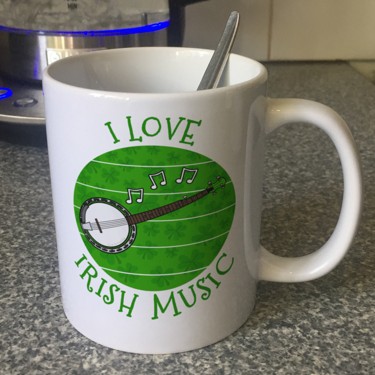 Irish Banjo Mug - I Love Irish Music - Banjoist Mug - St Patrick's Day Gift