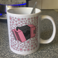 Accordion Floral Mug (Pink Flowers) - Female Accordionist - Folk Musician Gift For Girl