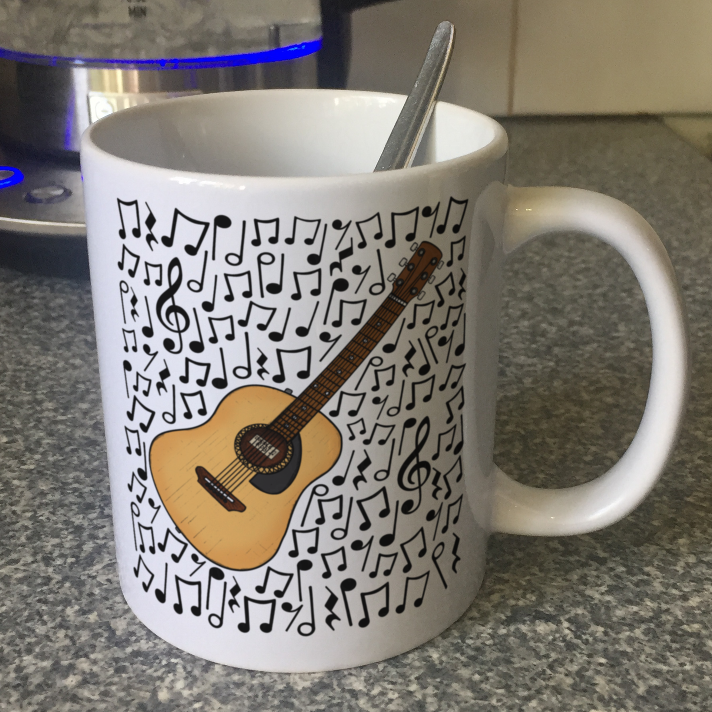 Acoustic Guitar Musical Notes Mug - Guitarist Gift - Guitar Teacher Mug - Gift For Songwriter