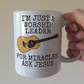 Funny Worship Leader Mug (Acoustic Guitar) - For Miracles, Ask Jesus - Christian Musician Gift