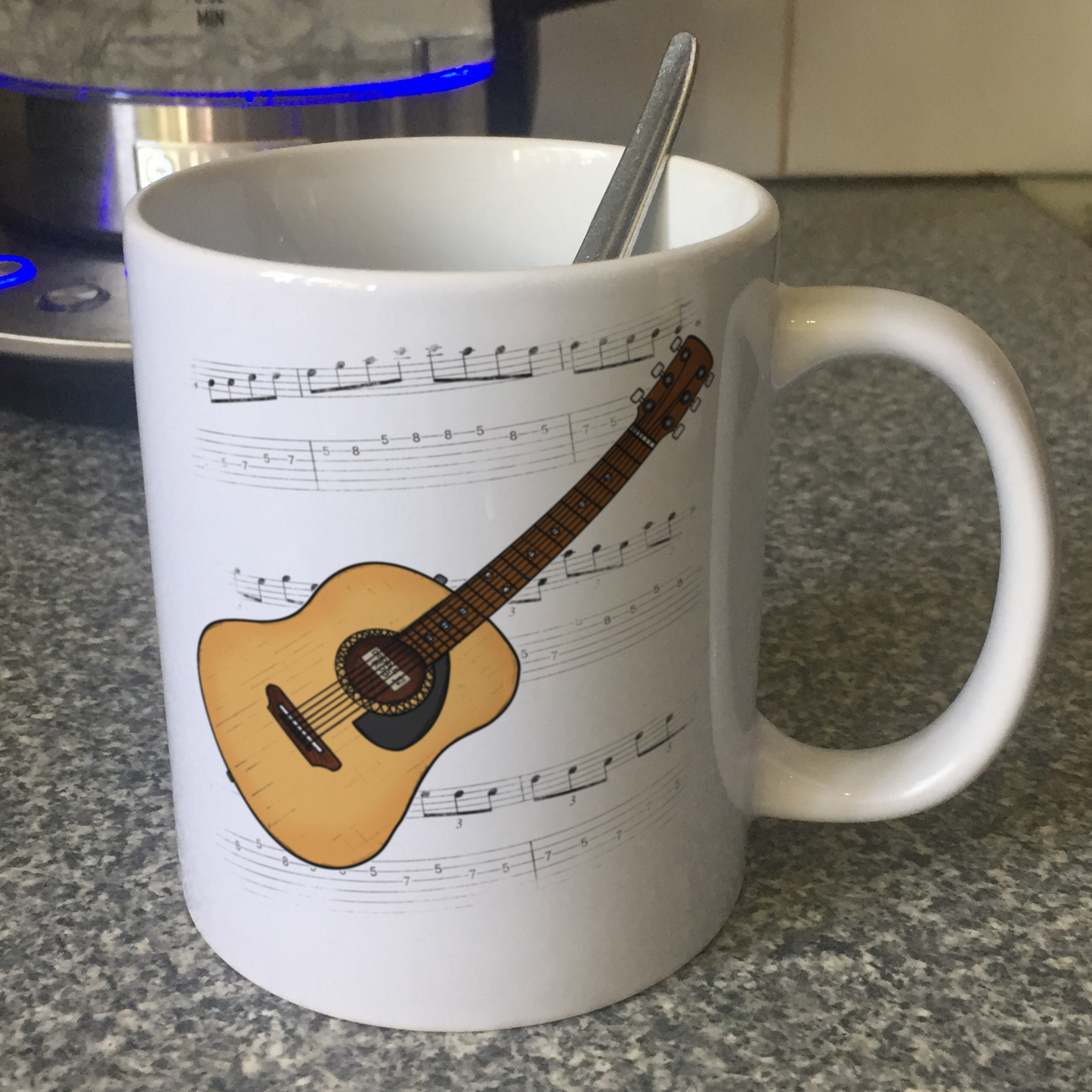 Acoustic Guitar Notation Mug - Guitarist Gift - Guitar Teacher Mug - Gift For Songwriter