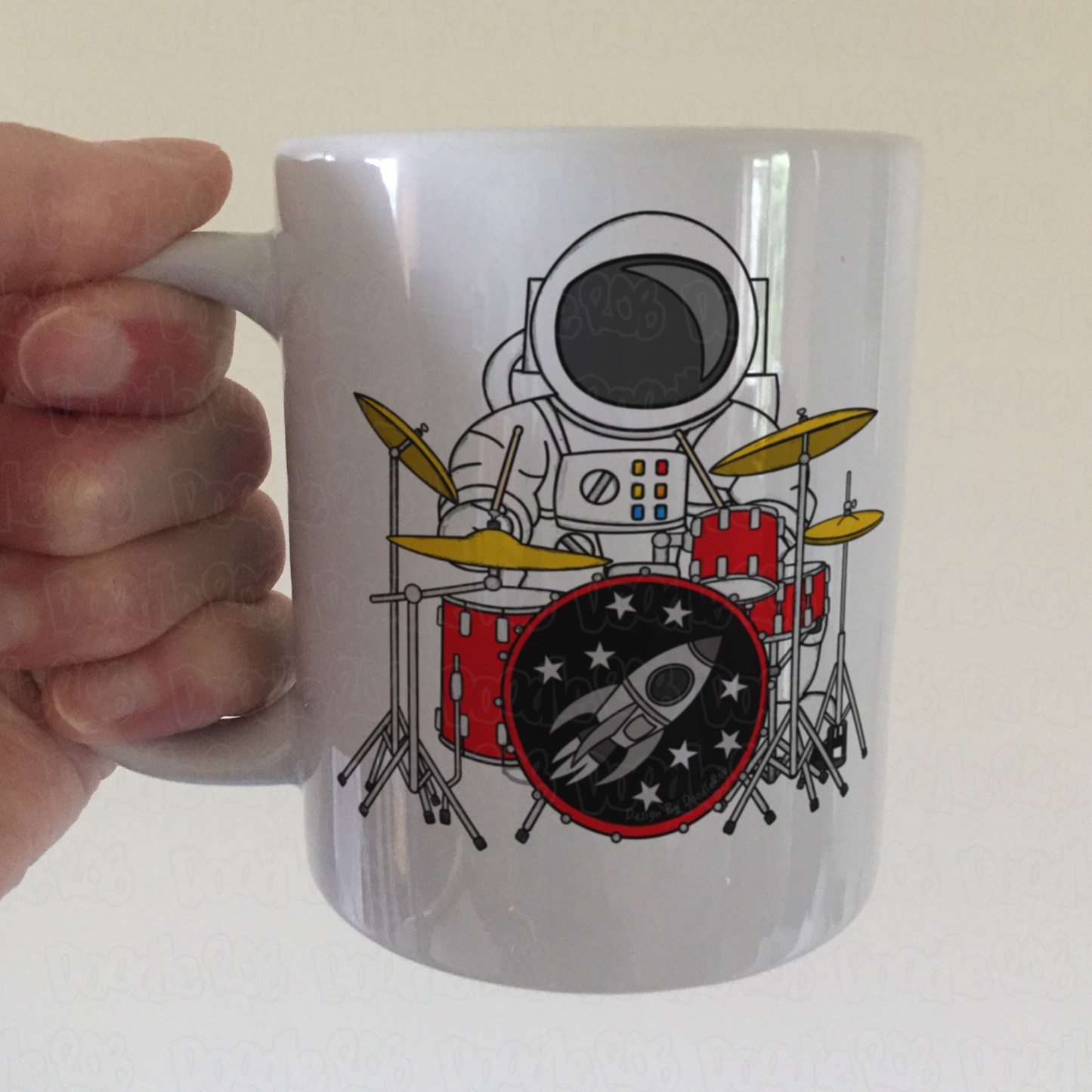 Funny Drummer Mug - Astronaut Playing Drums - Drum Teacher Gift