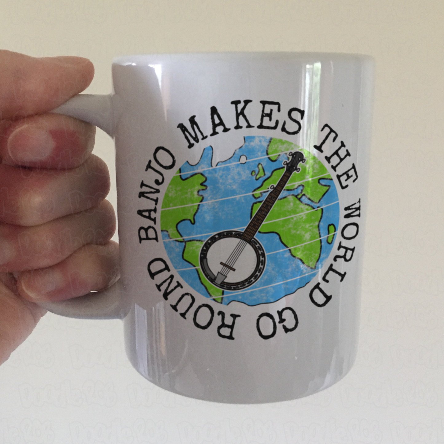Banjo Makes The World Go Round Mug - Gift For Banjoist - Folk Musician Mug