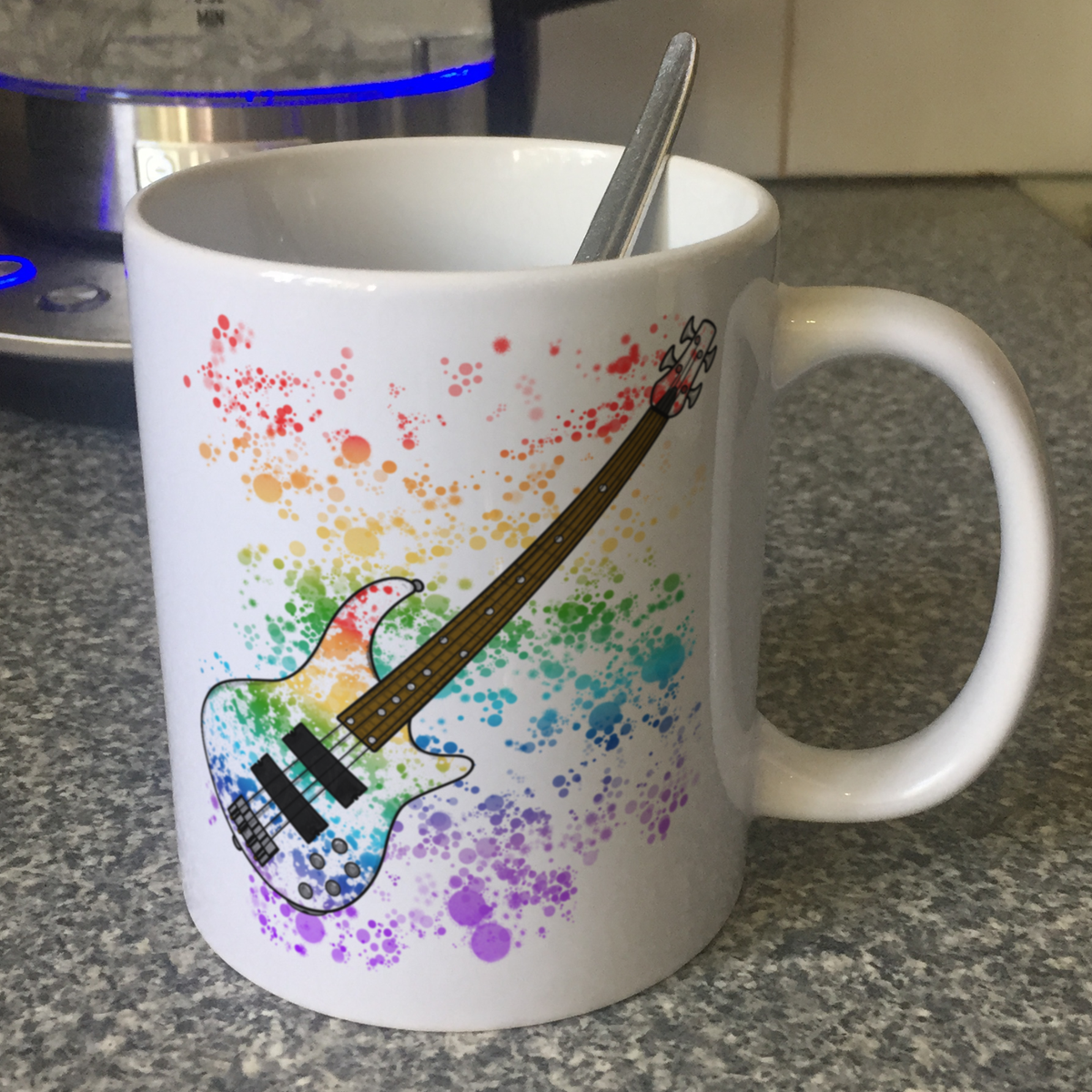 Bass Guitar Rainbow Mug - Bassist Gift - Bass Guitarist Gift - Bass Teacher Mug