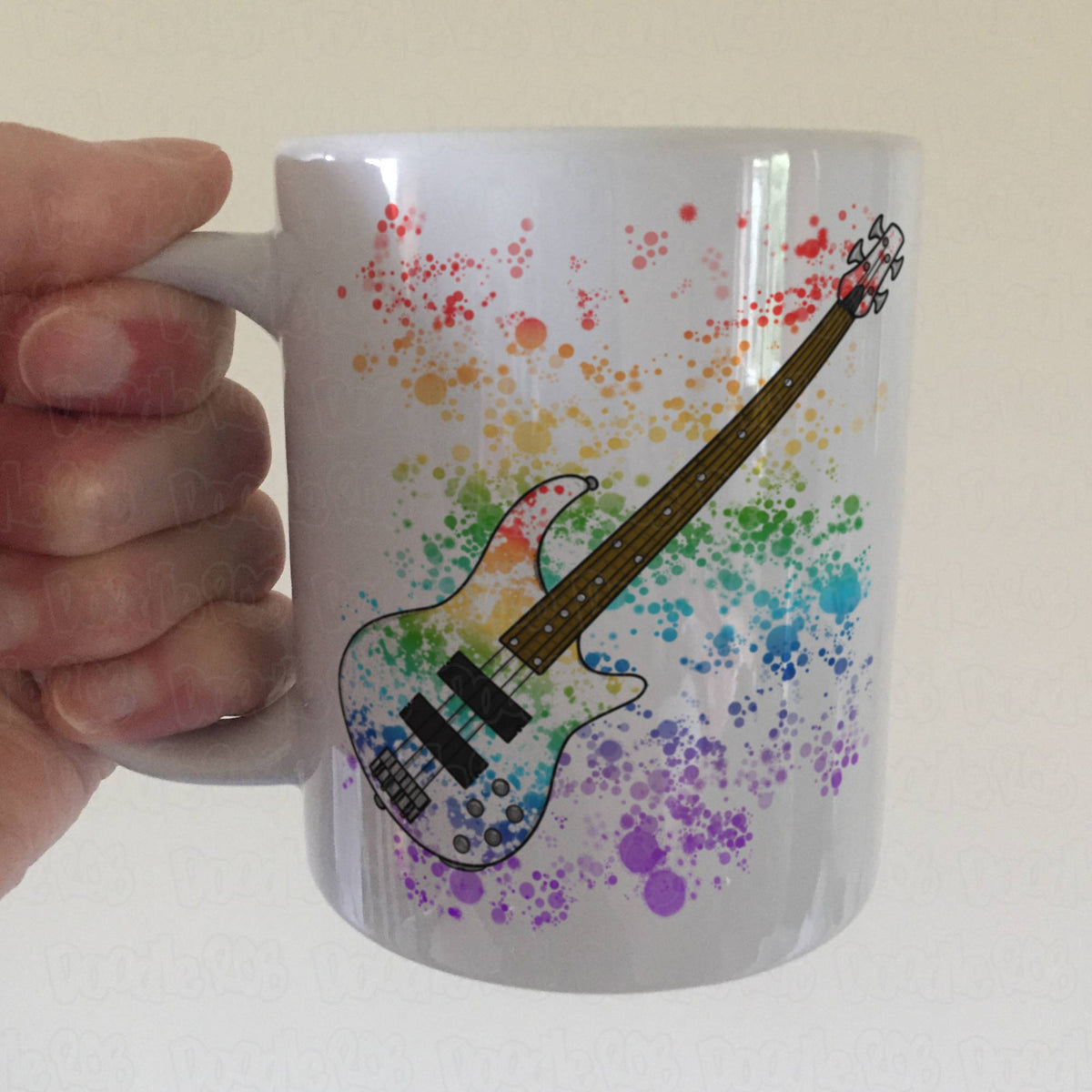 Bass Guitar Rainbow Mug - Bassist Gift - Bass Guitarist Gift - Bass Teacher Mug