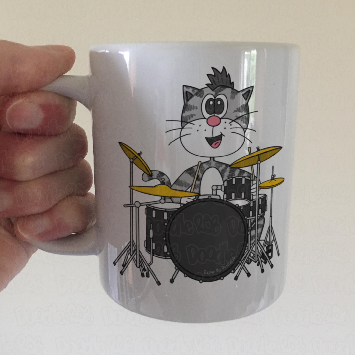 Cat Playing Drums Mug - Funny Drummer Mug - Music Gift For Cat Lover
