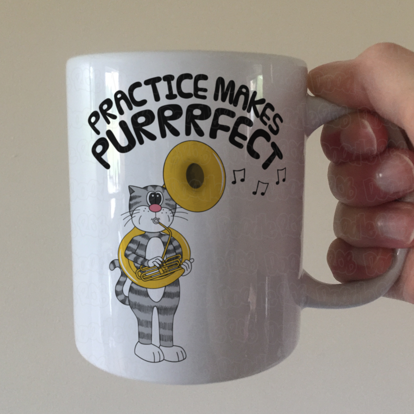 Cat Sousaphone Mug - Practice Makes Purrrfect - Gift For Sousaphonist - Brass Musician Gift