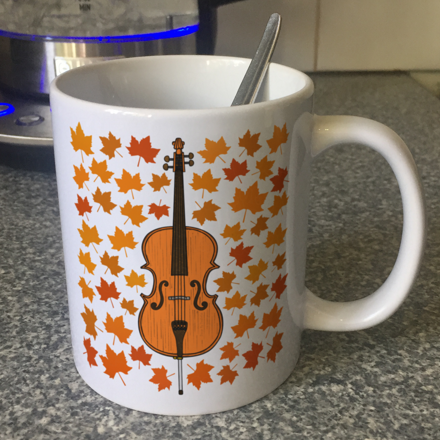 Autumn Cello Mug (Leaves) - Cellist Mug - String Musician Gift For Fall or Thanksgiving