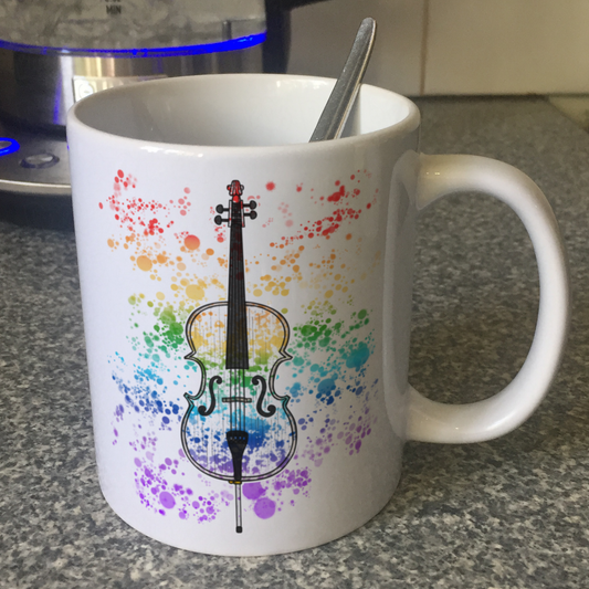 Cello Rainbow Mug - Gift For Cellist - Cello Teacher Mug - String Musician Gift