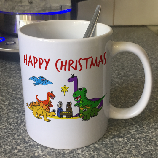 Christmas Nativity Mug - Dinosaur Nativity Mug - Funny Church Christmas Gift