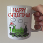 Steam Train Christmas Mug (Green) - Steam Train With Santa Hat - Christmas Mug For Boy