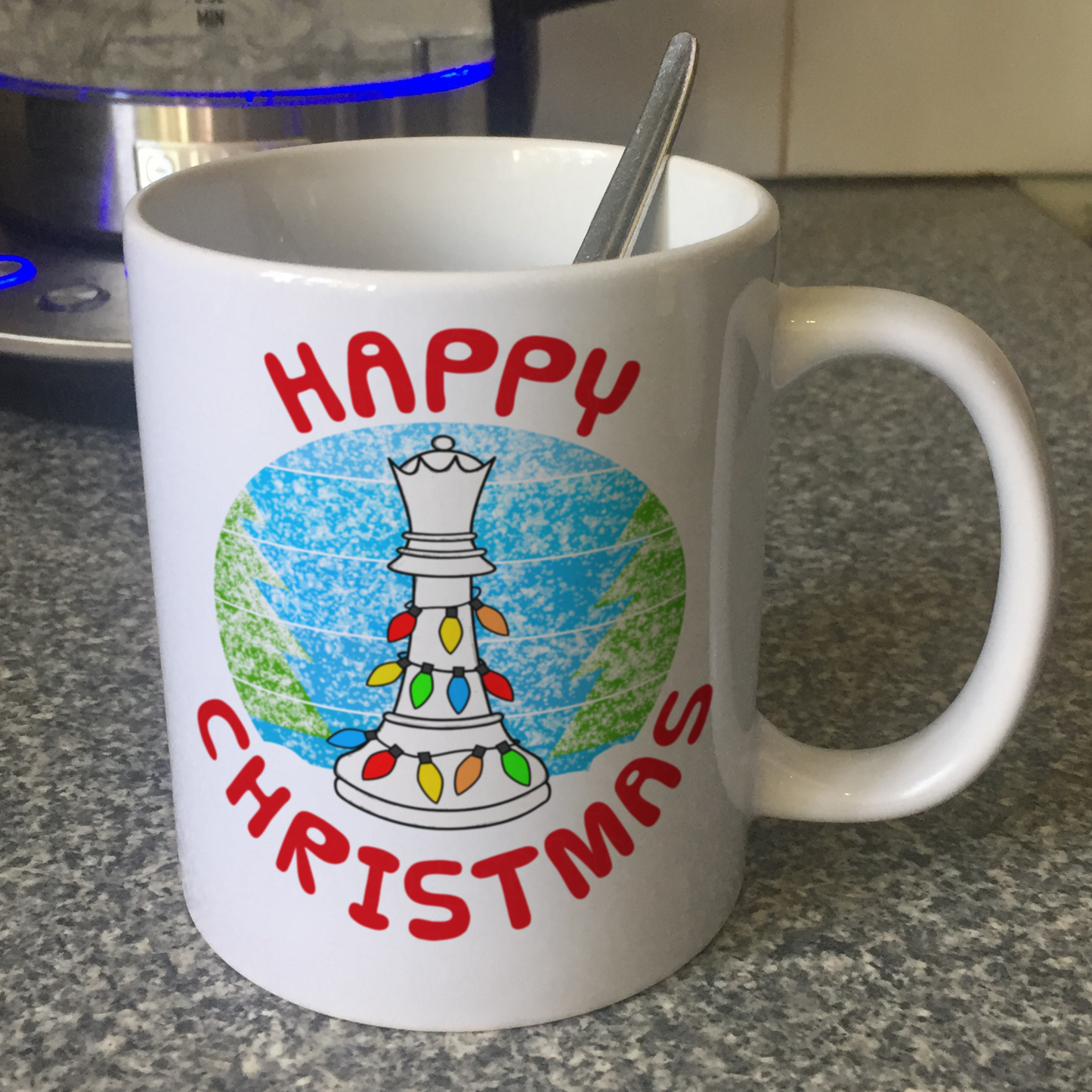 Chess Christmas Mug - Queen Chess Piece Mug - Xmas Gift For Chess Player