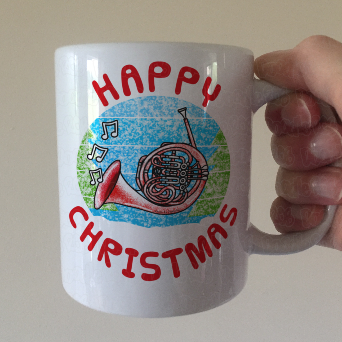 French Horn Christmas Mug - Horn Player Mug - Brass Teacher Xmas Gift