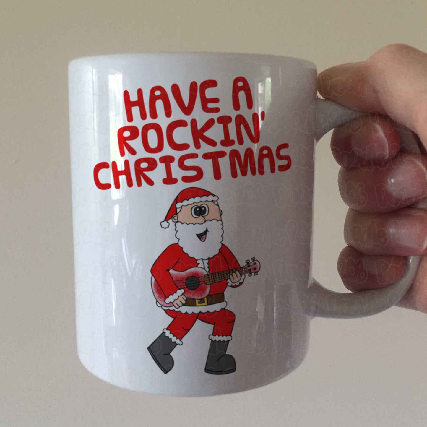 Ukulele Christmas Mug - Santa Playing Ukulele - Uke Player Xmas Gift