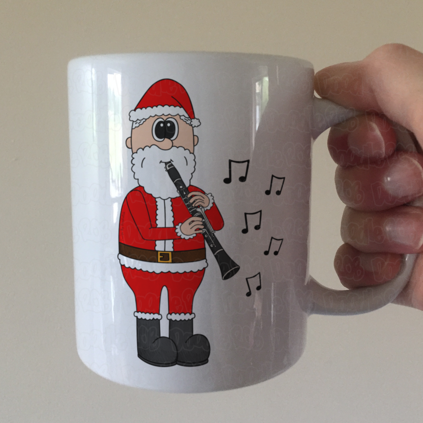 Clarinet Christmas Mug - Santa Playing Clarinet - Gift For Clarinetist - Woodwind Musician Xmas Gift
