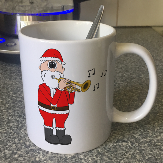 Cornet Christmas Mug - Santa Playing Cornet - Gift For Cornetist - Brass Musician Xmas Gift